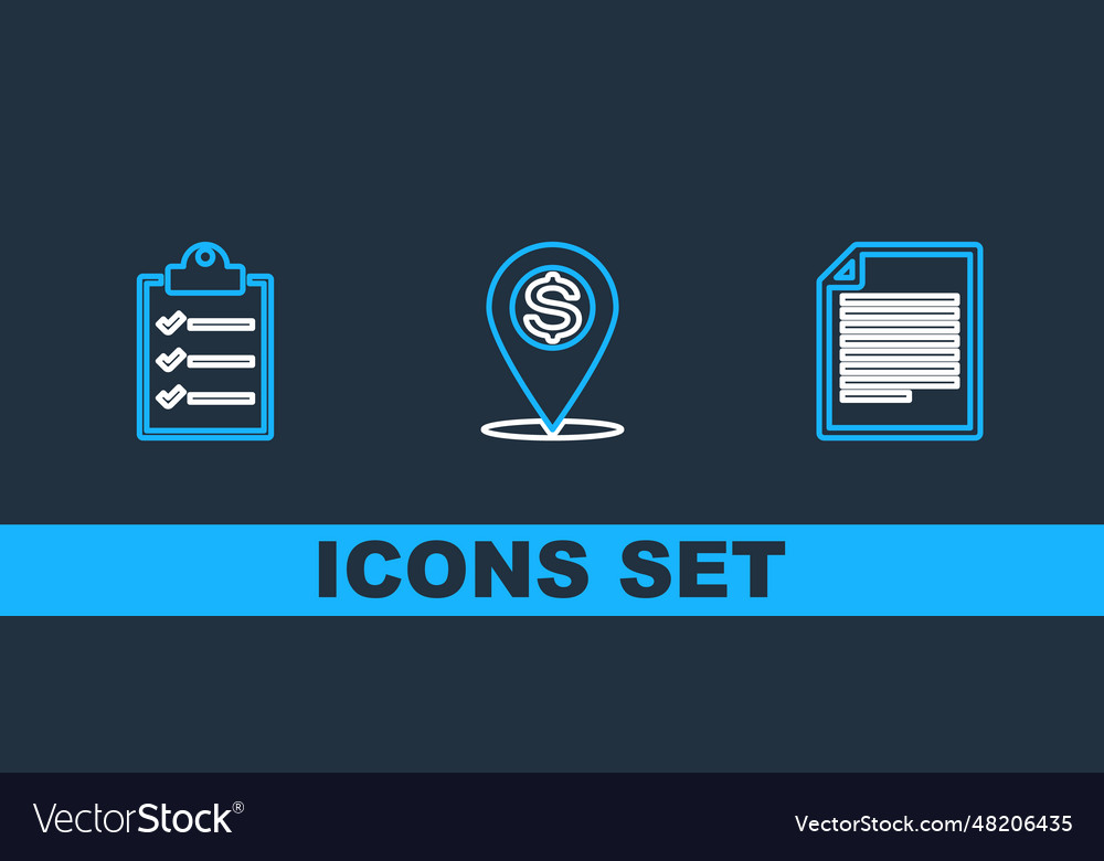 Set line document clipboard with checklist vector image Set line document clipboard with checklist
