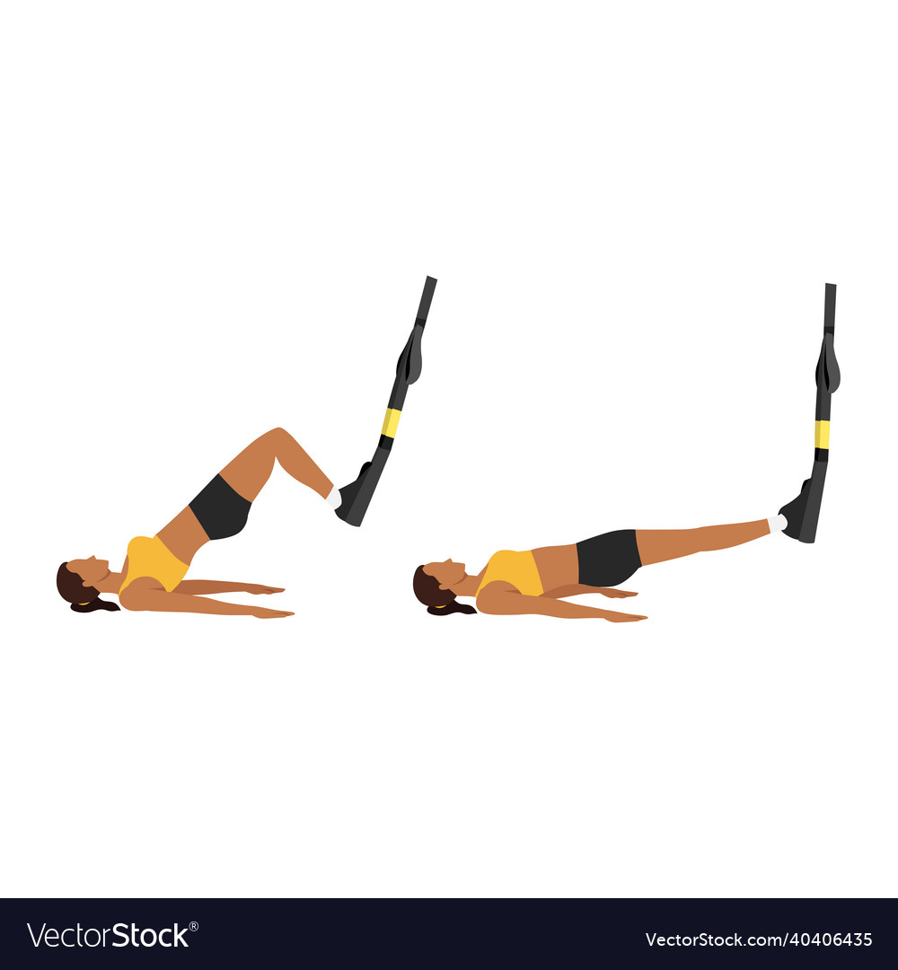 Woman doing trx suspension straps glute bridge Vector Image