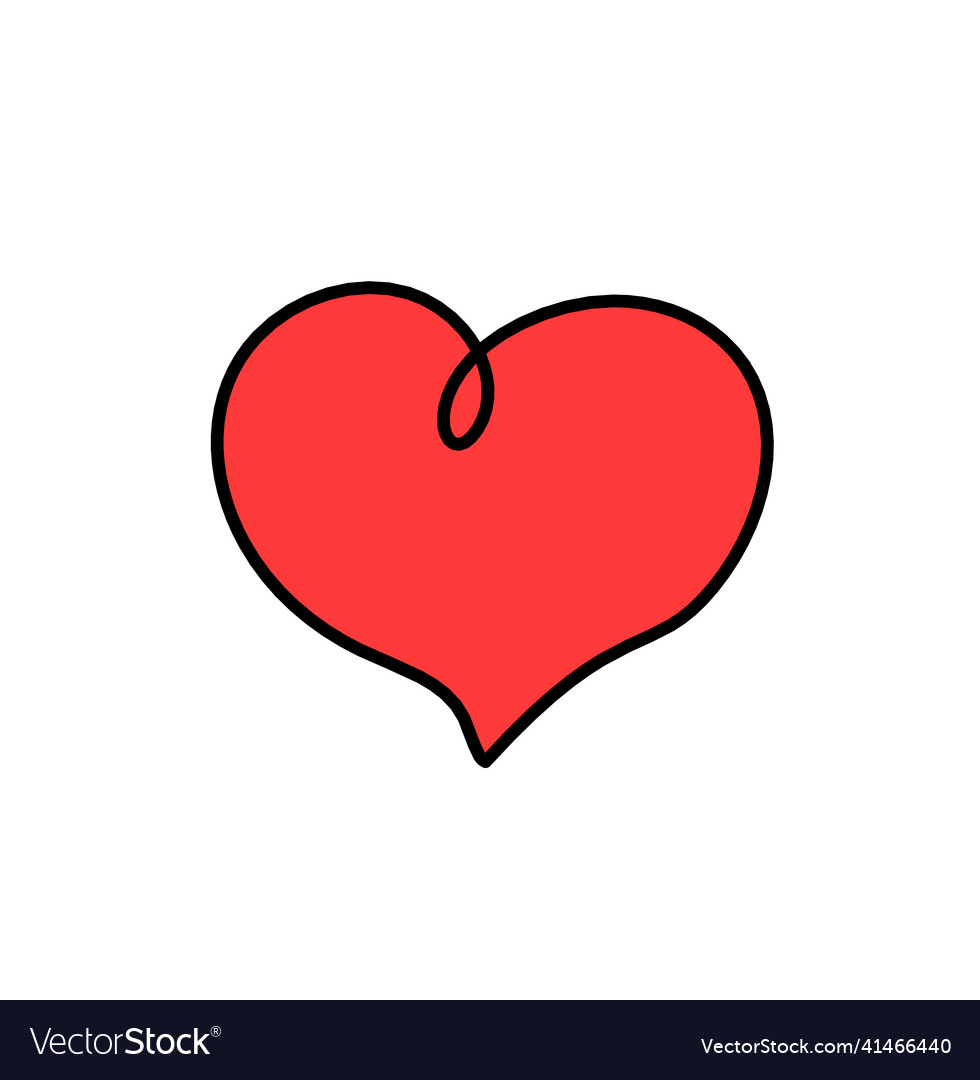 Abstract color heart as continuous line drawing