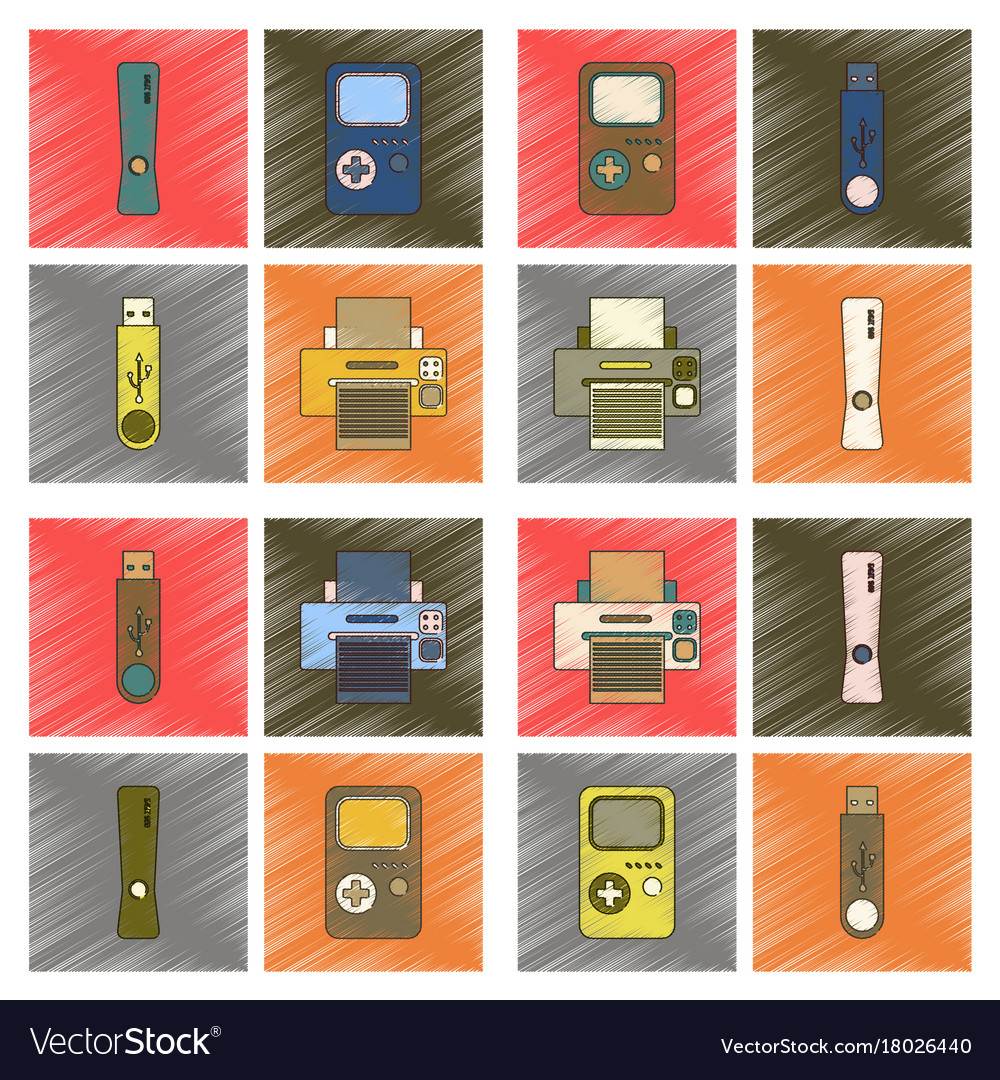 Assembly flat shading style icon technology game