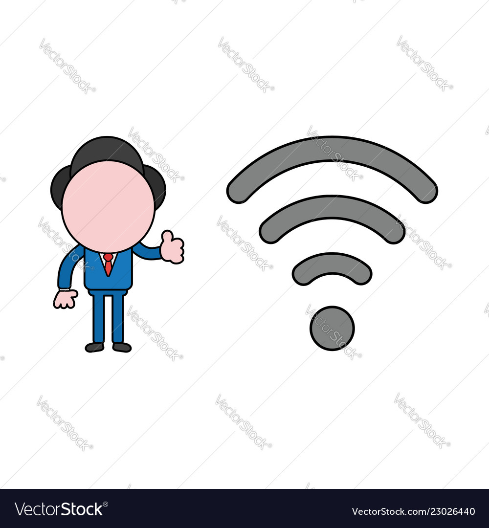 Businessman character with wireless wifi symbol