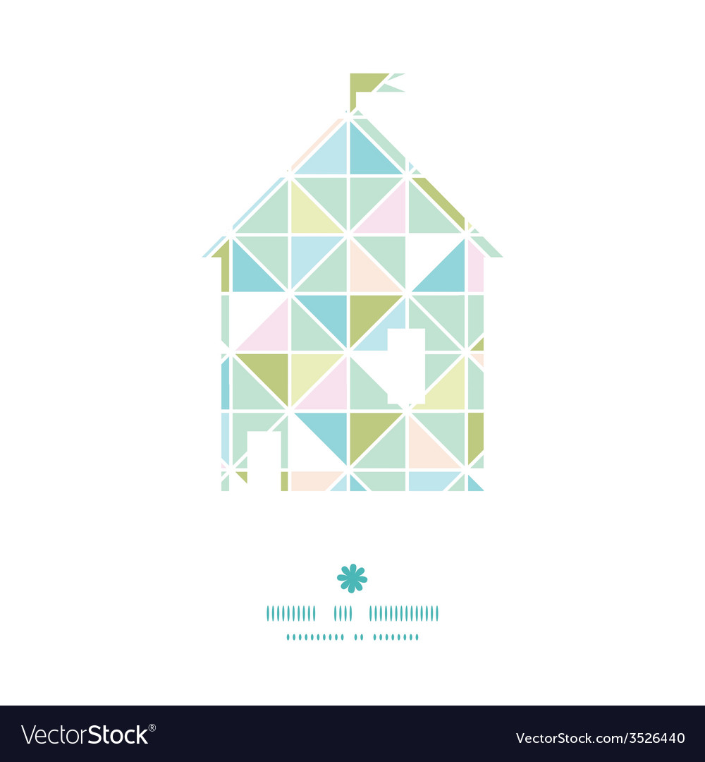 Colorful pastel triangle texture house silhouette