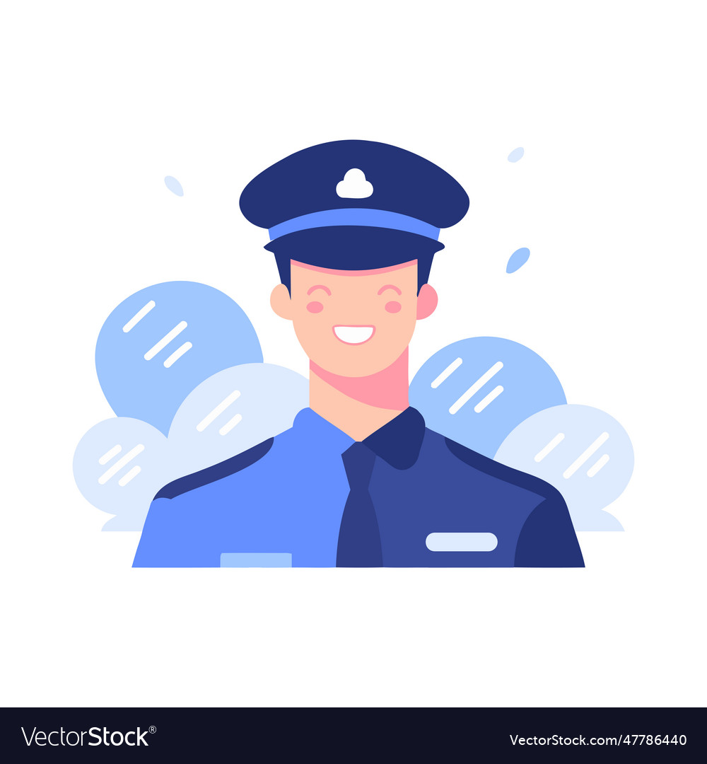 Cute policeman in flat style isolated Royalty Free Vector