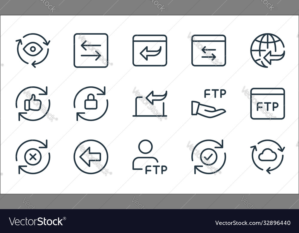 Data transfer line icons linear set quality vector image Data transfer line icons linear set quality