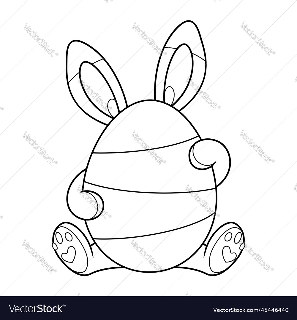 Easter bunny egg coloring page black and white Vector Image