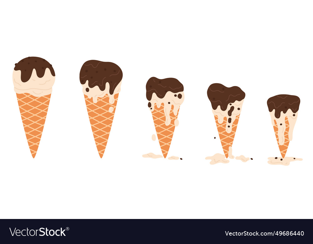 Ice cream choco melts set sequence game animation vector image Ice cream choco melts set sequence game animation