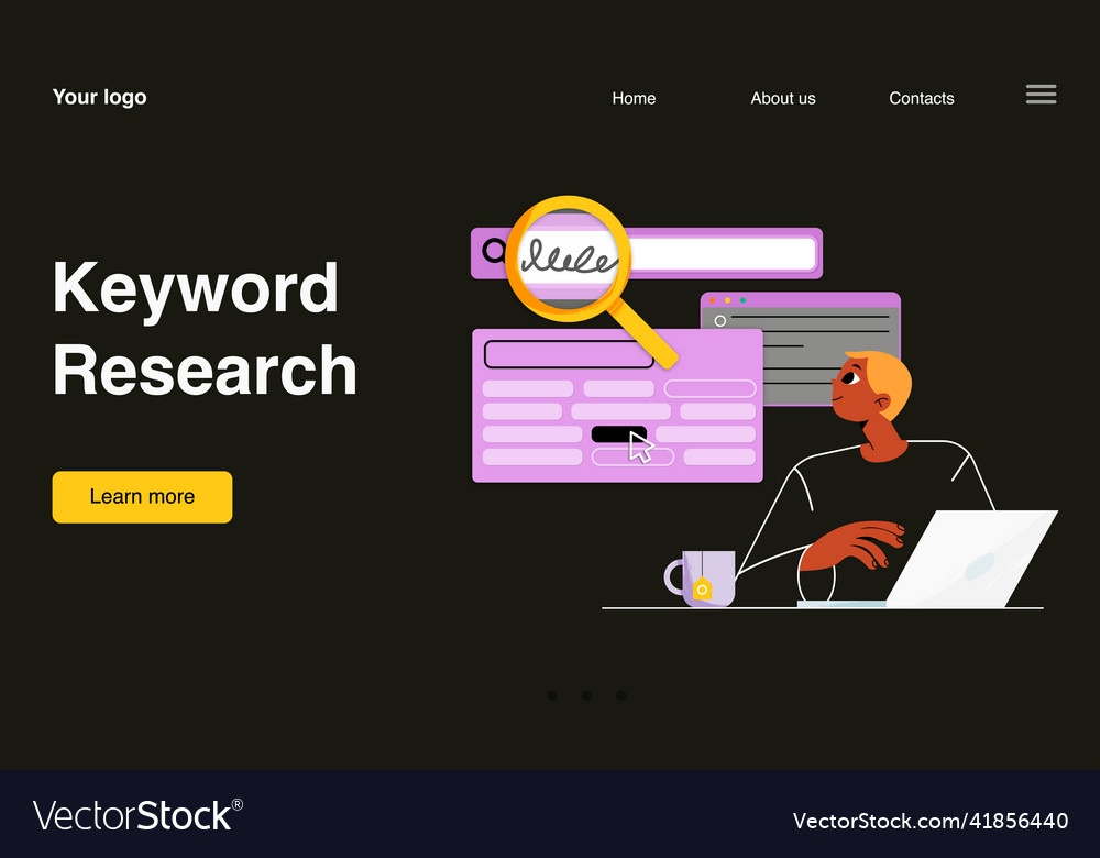 Keyword research landing page social media content