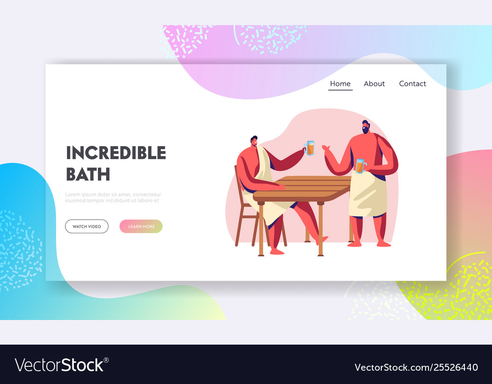 Men spend time in bath drinking beer sauna and spa