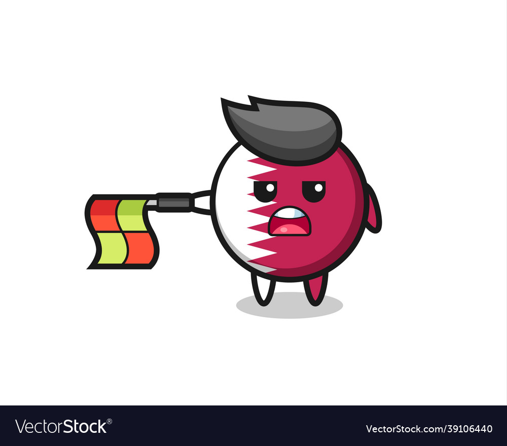 Qatar flag badge character as line judge hold