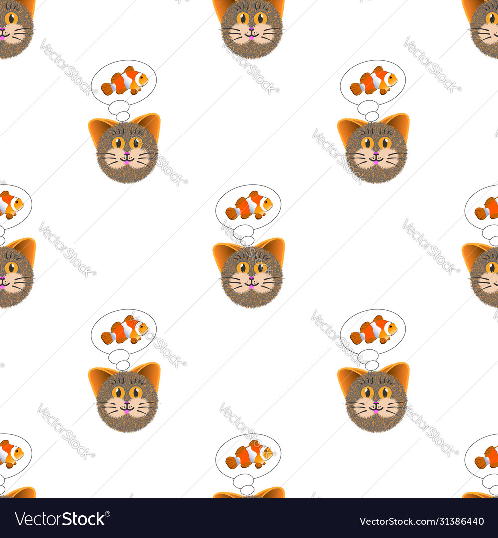 Seamless pattern with clipping mask fluffy cat