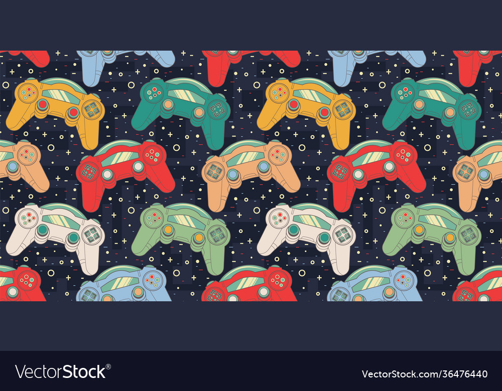 Seamless retro pattern with joysticks Vector Image Seamless retro pattern with joysticks