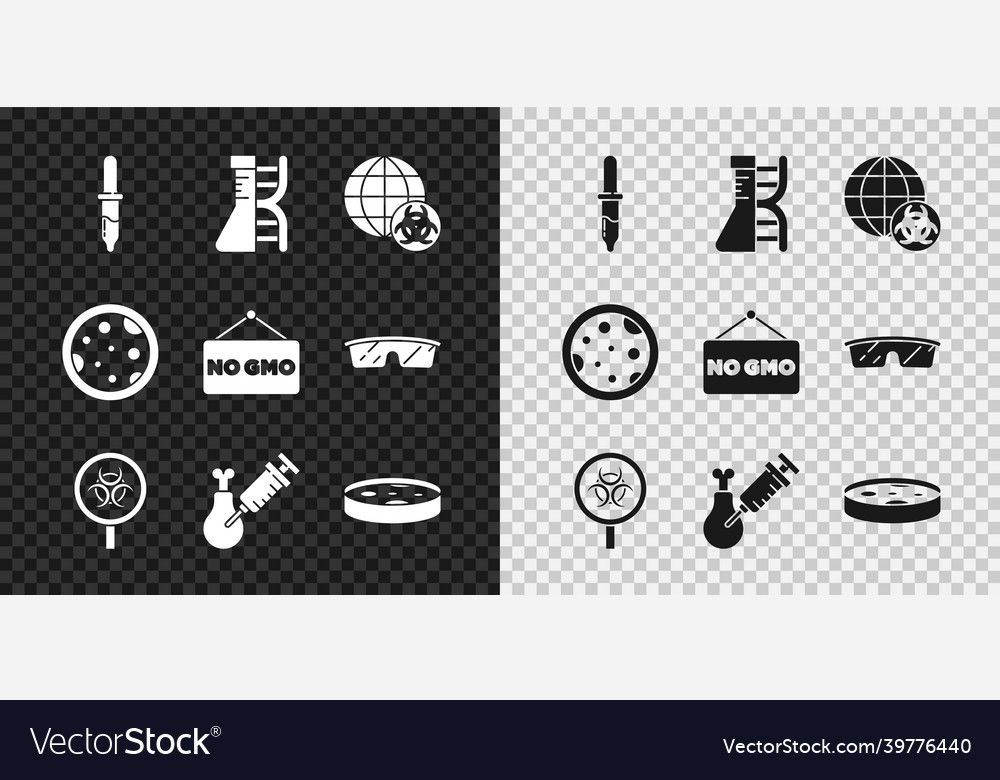 Set pipette dna research search gmo biohazard Vector Image