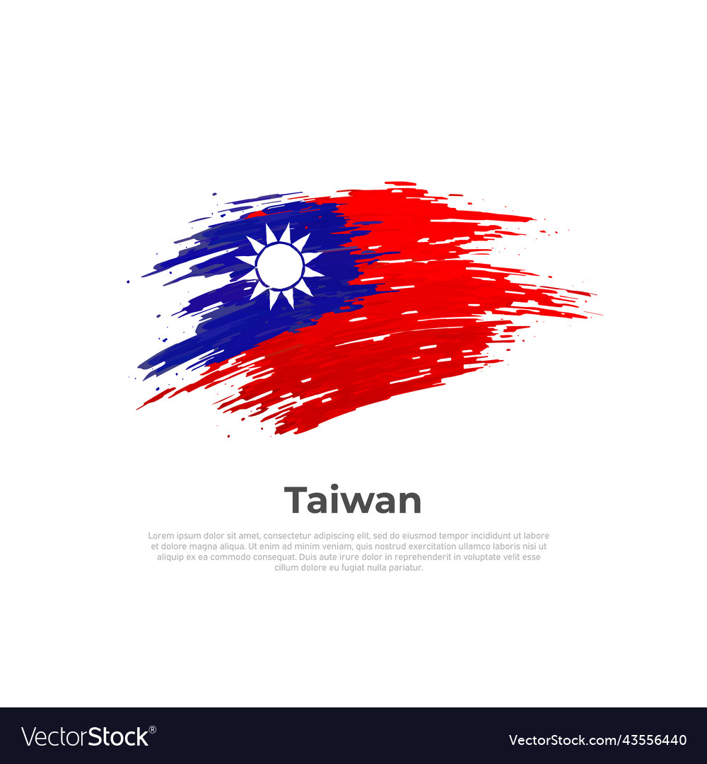 Taiwan flag brush strokes painted taiwanese