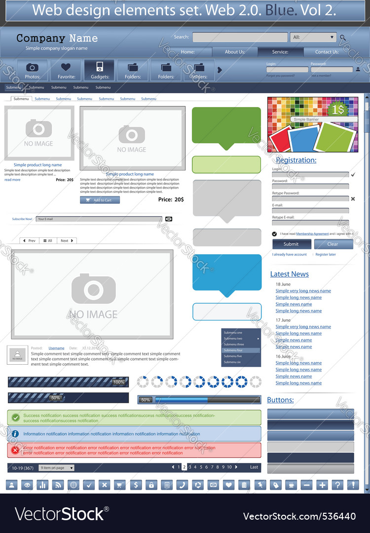 Web design elements blue 2