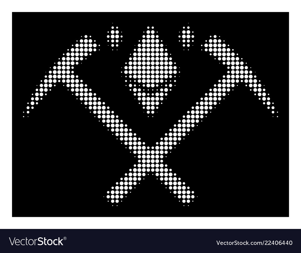 White halftone ethereum crystal mining hammers