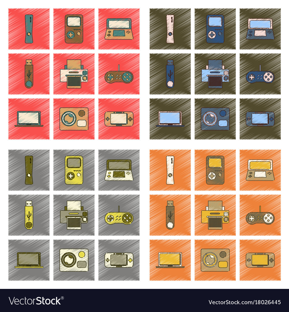Assembly flat shading style icon technology game