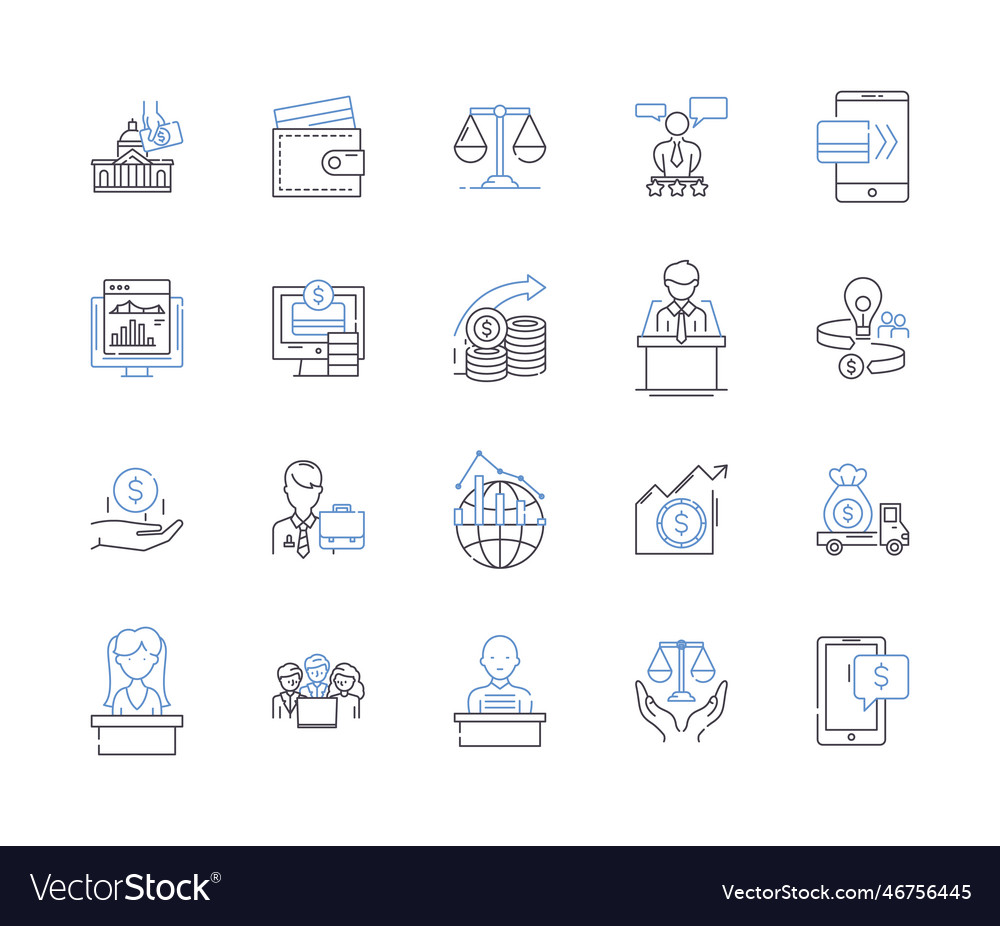 Bank legal outline icons collection