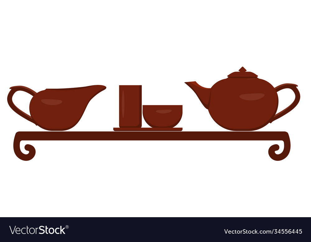 Chinese Tea Set Dishes For Tea Ceremony Royalty Free Vector