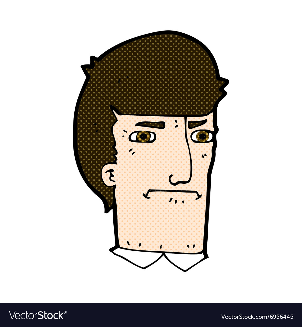 Comic cartoon man narrowing eyes Royalty Free Vector Image