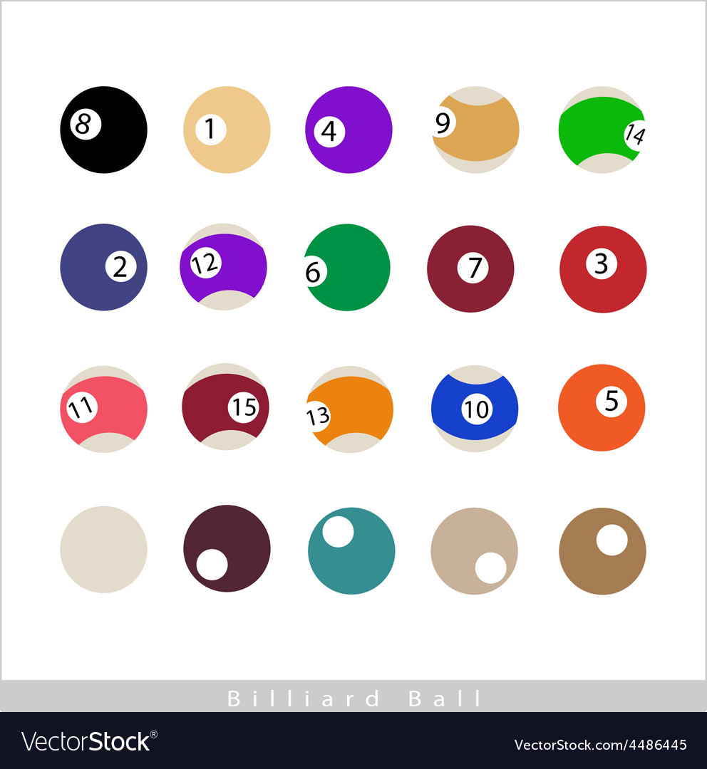 Complete set of billiard balls on white background