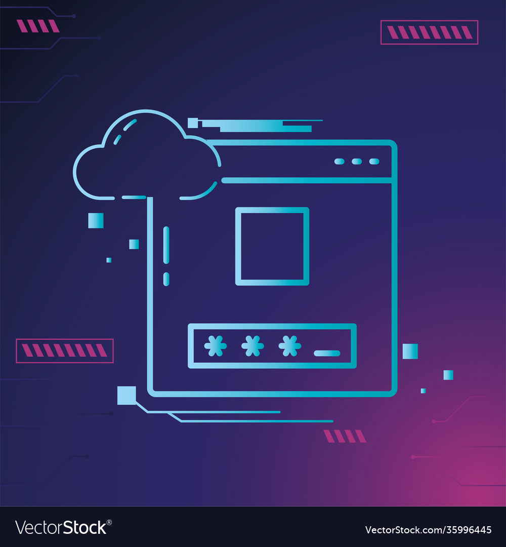 Cyber lock website with code and cloud vector image Cyber lock website with code and cloud