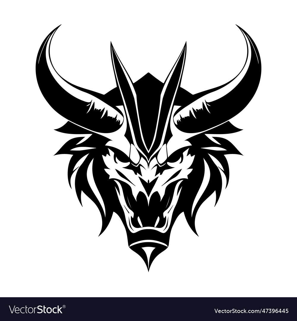 Devil head black and white icon Royalty Free Vector Image