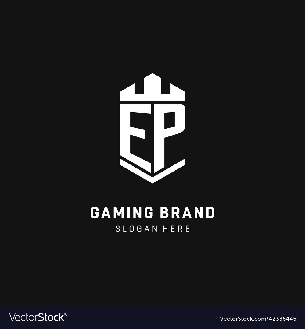 Ep monogram logo initial with crown and shield