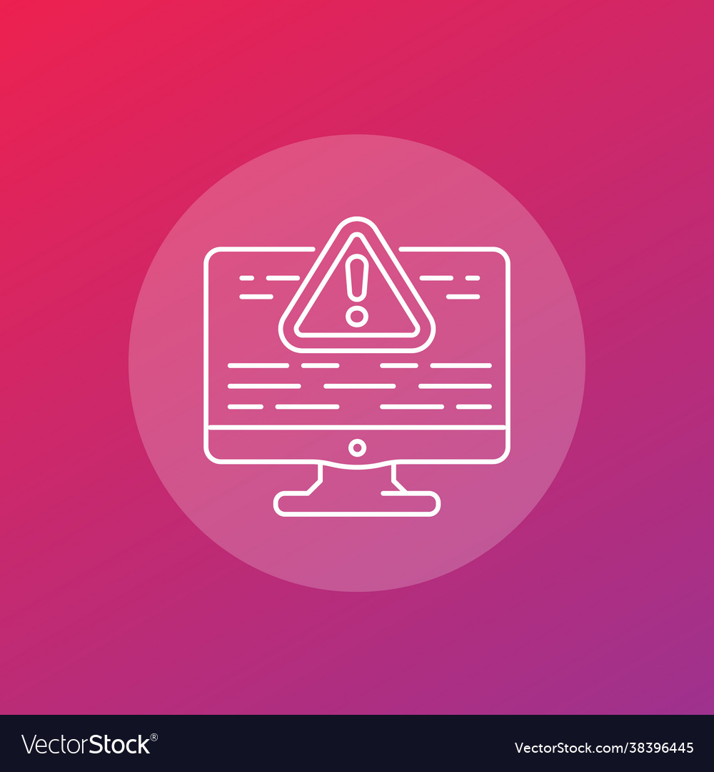 Error report line icon with a computer