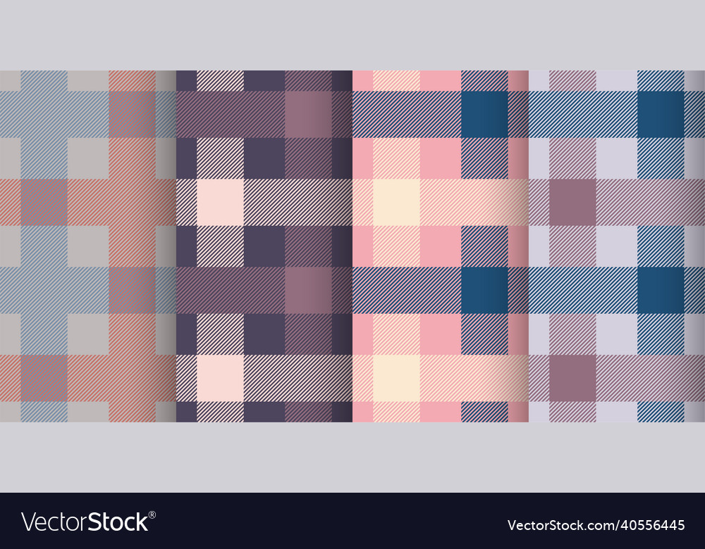 Gingham pattern set textured vector image Gingham pattern set textured