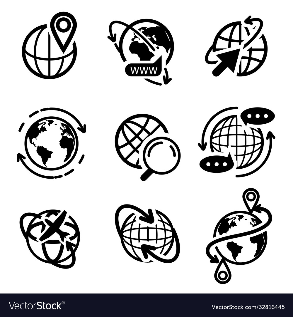 Global Earth Icon Set - Navigation & Connection