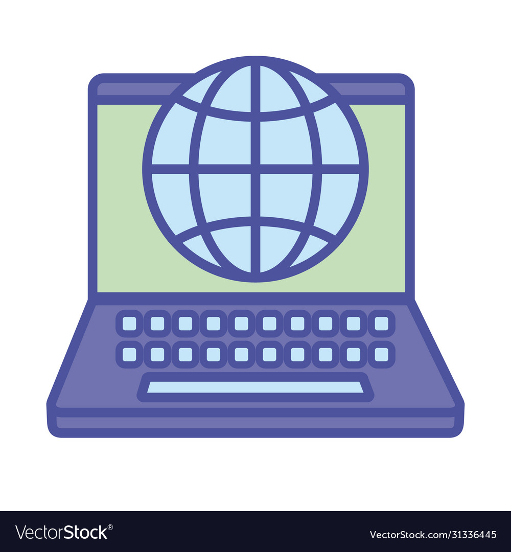 Global sphere and laptop line fill style icon