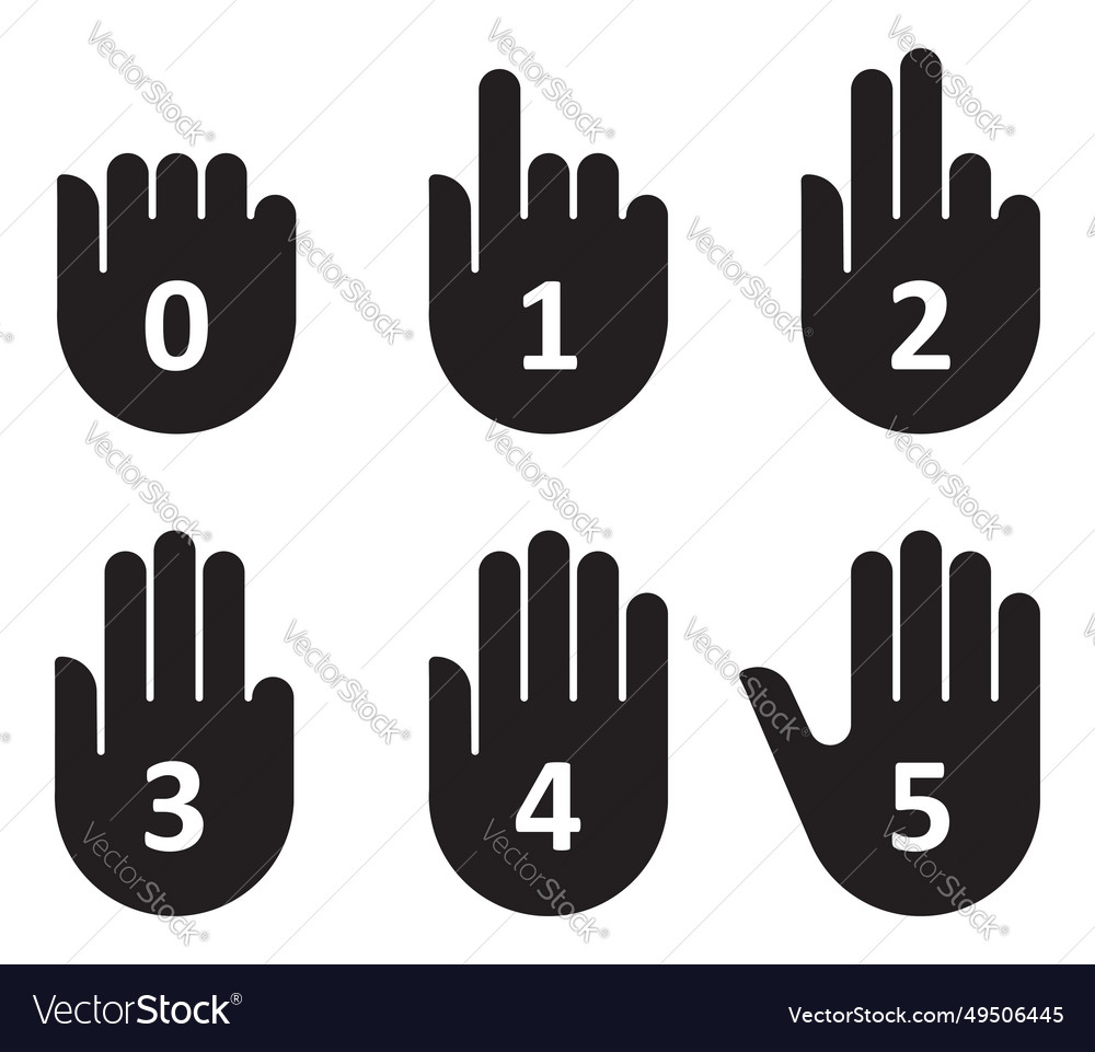 Hands count gesture finger and number vector image Hands count gesture finger and number
