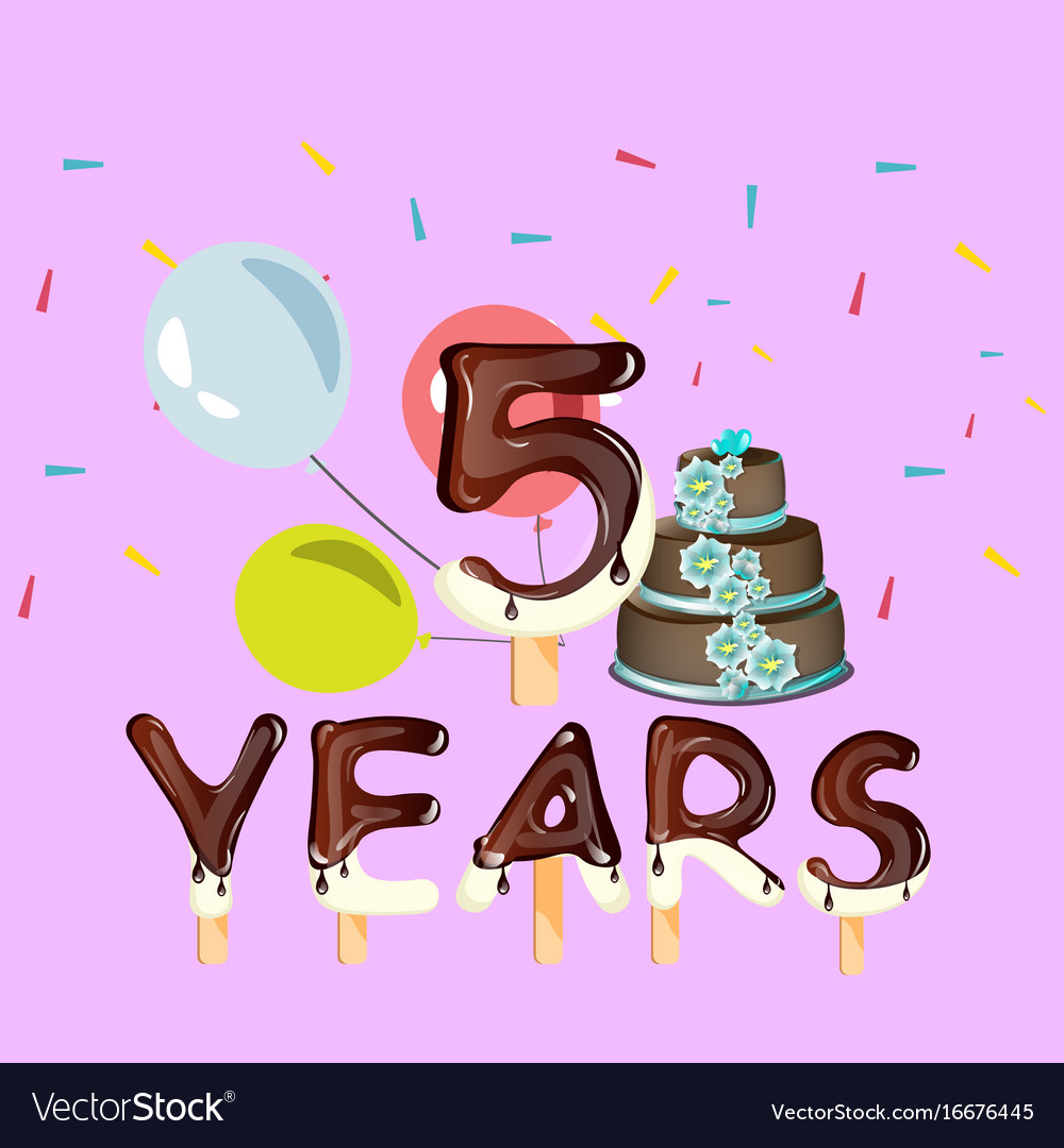 Happy birthday five 5 year design with number Vector Image