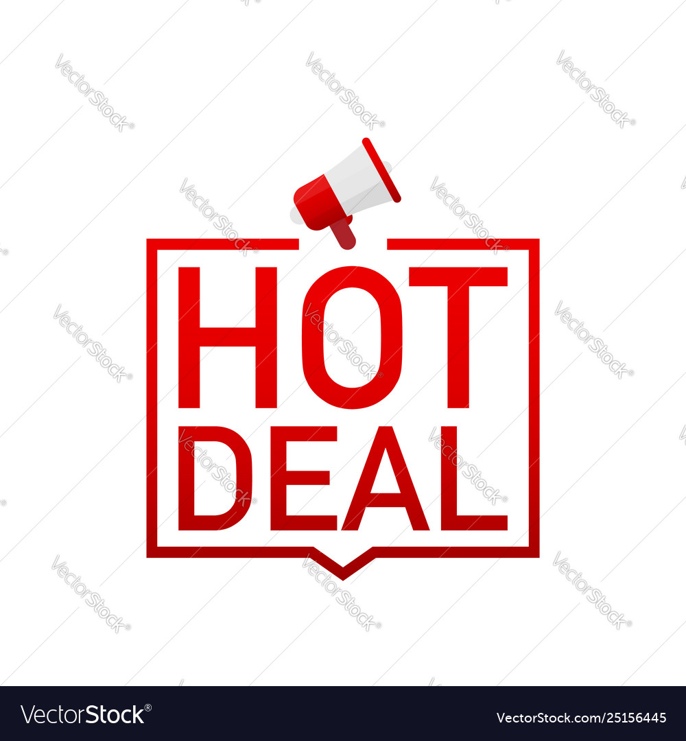 Hot deal red label on white background