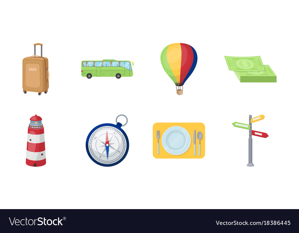 Rest and travel icons in set collection for design