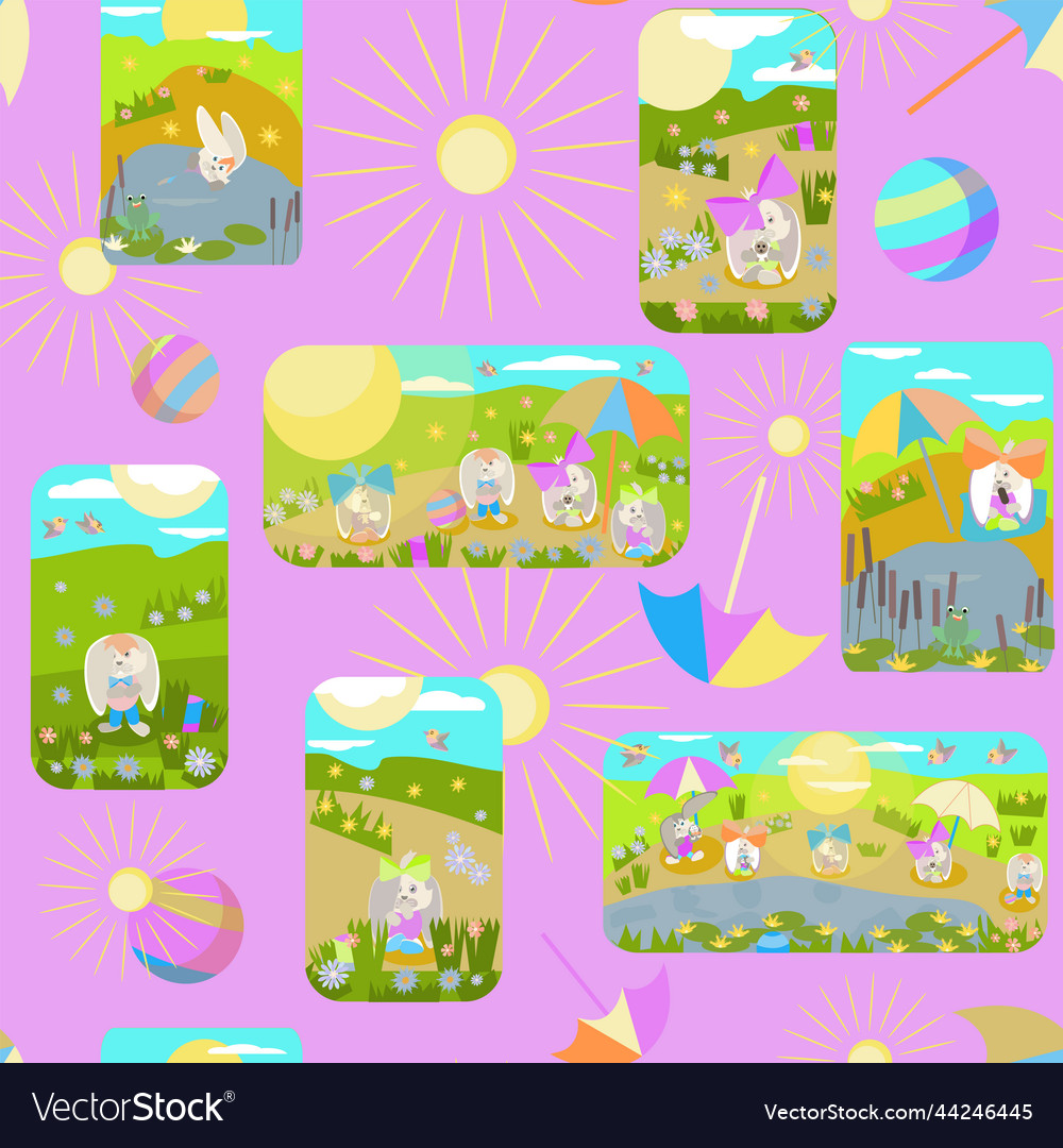 Seamless pattern without background rabbits