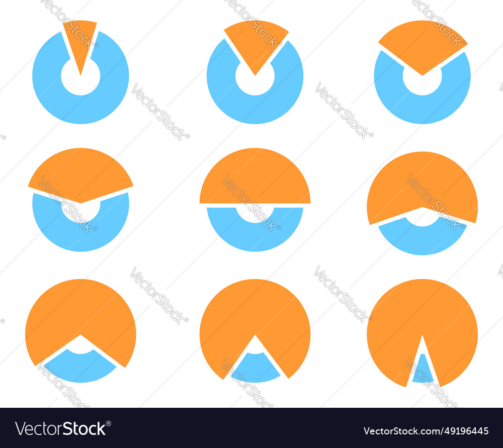 Set pie chart icons circle diagram collection