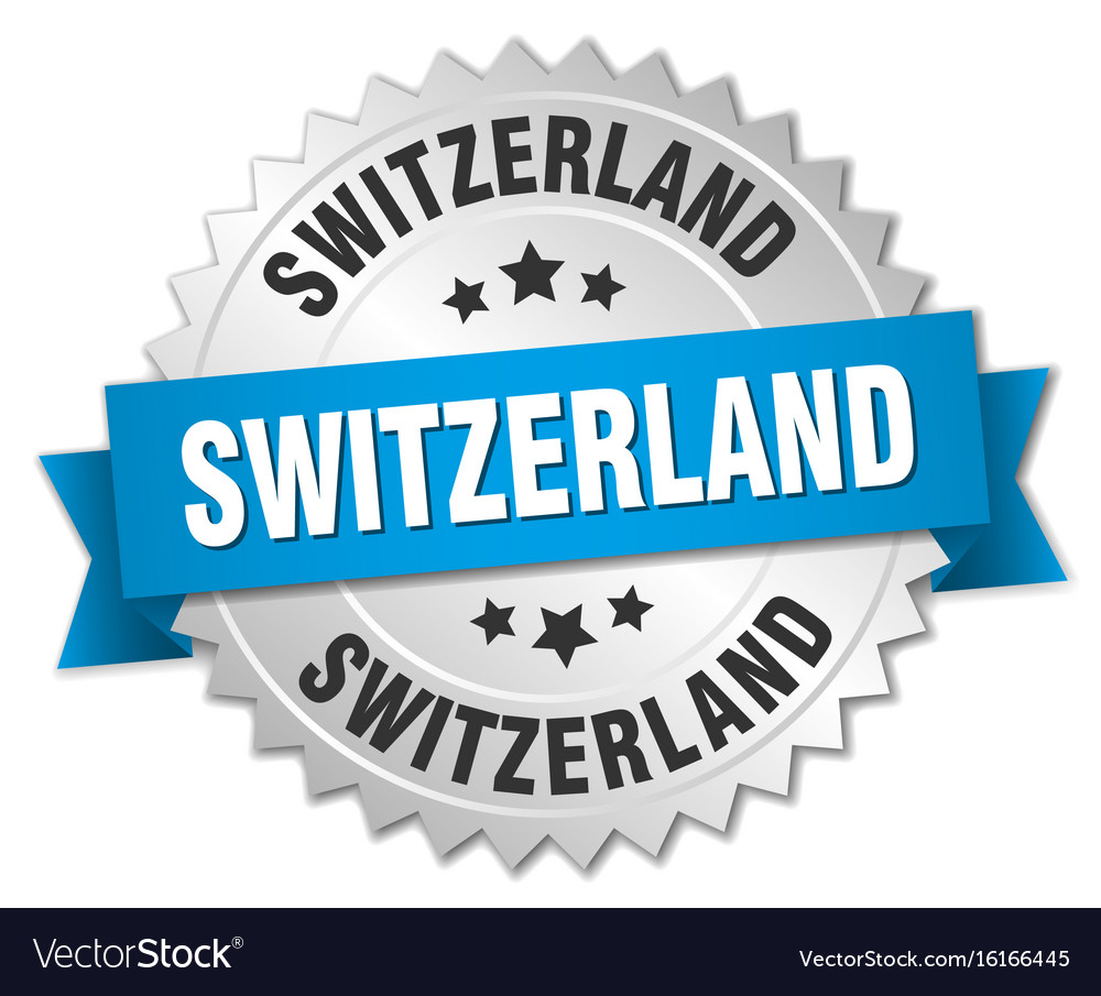 Switzerland round silver badge with blue ribbon