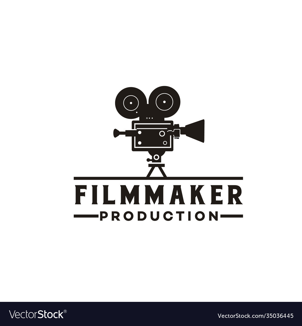 Vintage Video Camera Logo Design For Movie Or Vector Image