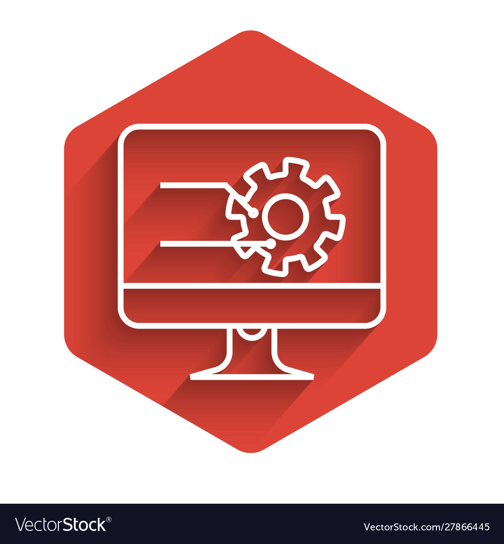 White Line Computermonitor mit Diagramm-Diagramm-Symbol