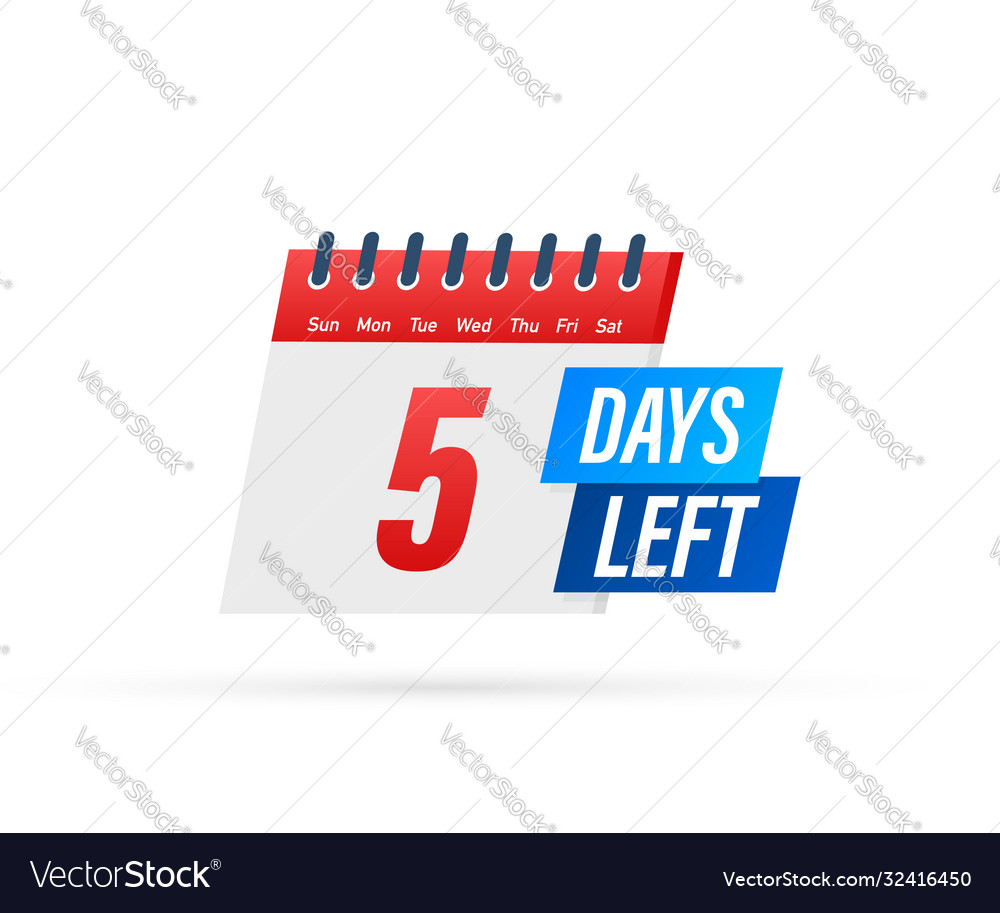 5 days left label on white background flat icon