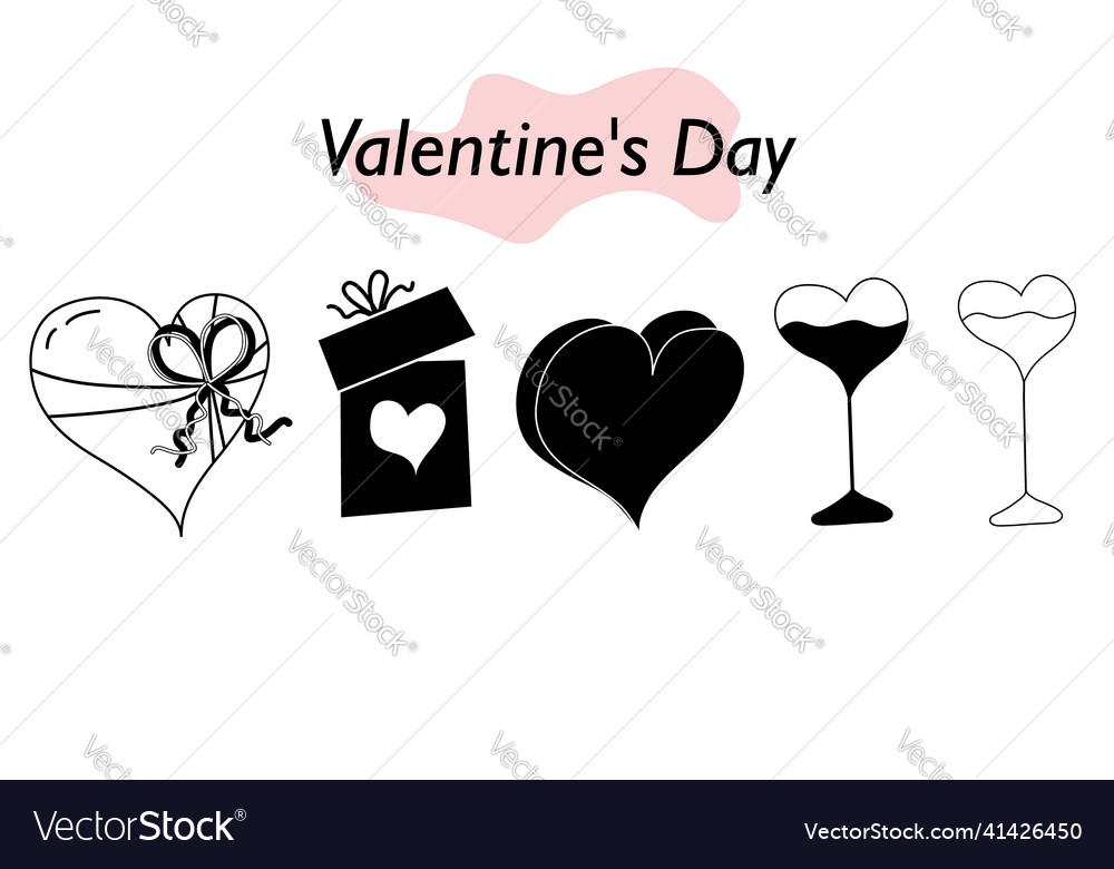 A set of hearts in linear design symbol