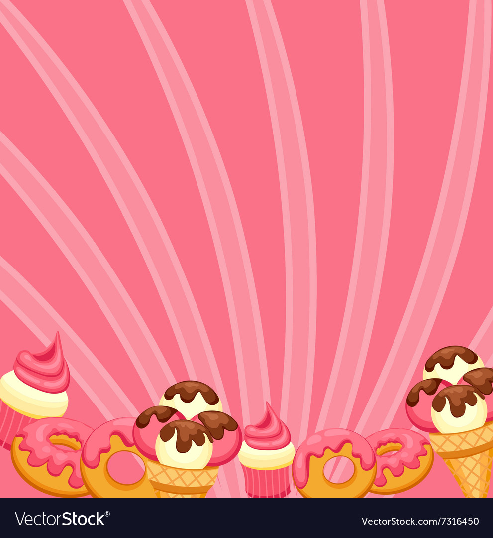 Background vanilla ice cream strawberry cupcake