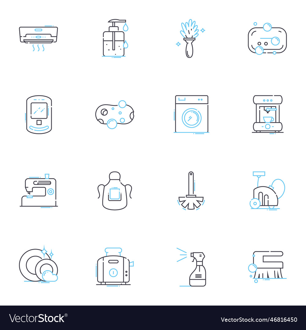 Cleaning Company Linear Icons Set Disinfecting Vector Image