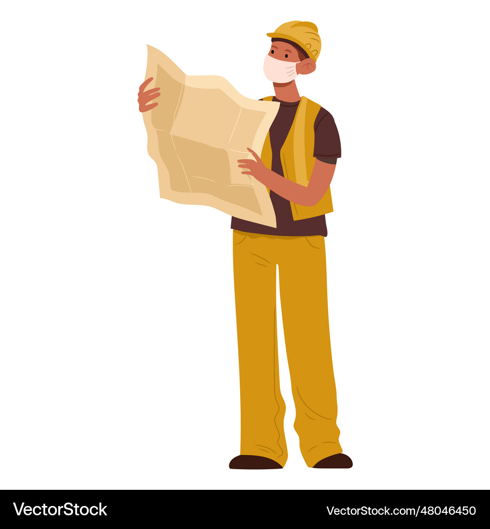 Construction worker semi flat Royalty Free Vector Image