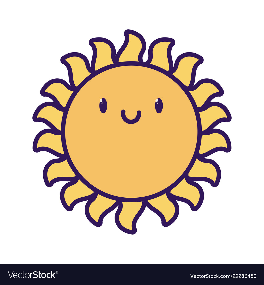 Cute kawaii sun summer cartoon character