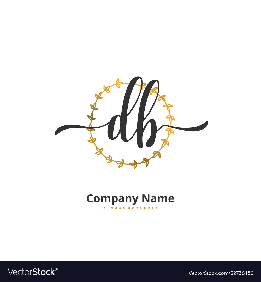 D b db initial handwriting and signature logo