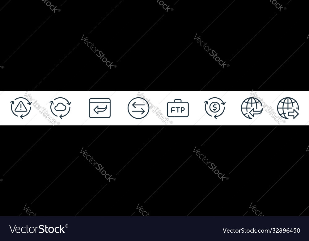 Data transfer line icons linear set quality vector image Data transfer line icons linear set quality
