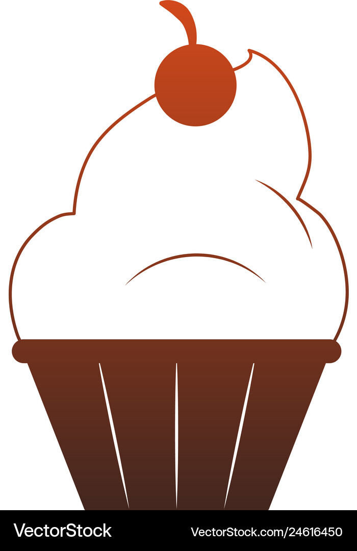 Delicious cupcake dessert red lines Royalty Free Vector
