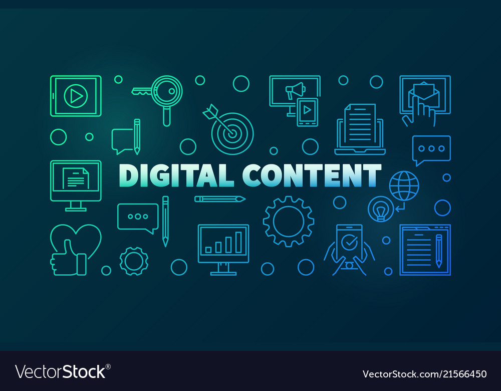 Digital content outline bright horizontal Vector Image